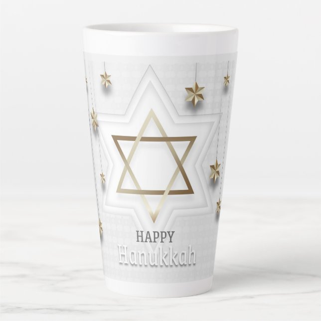 Caneca De Café Latte Happy Hanukkah (Frente)