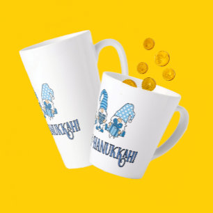 Caneca De Café Latte Happy Hanukkah Holiday Gnomo