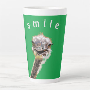 Caneca De Café Latte Happy Ostrich