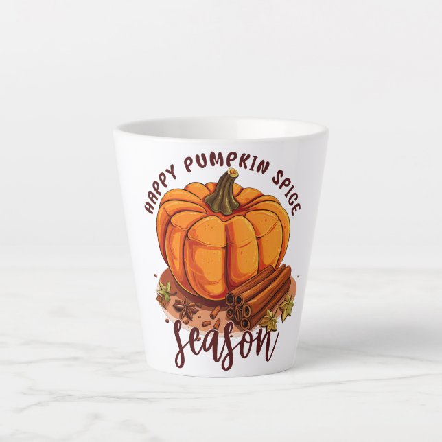 Caneca De Café Latte Happy Pumpkin Spice Season (Frente)
