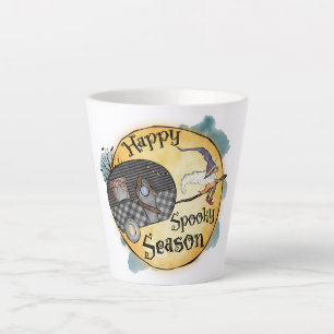 Caneca De Café Latte Happy Spooky Season Campo de Halloween