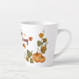 Caneca De Café Latte Happy Thanksgiving Fall Festive Design