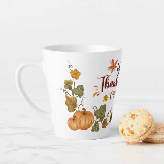Caneca De Café Latte Happy Thanksgiving Fall Festive Design (In Situ)