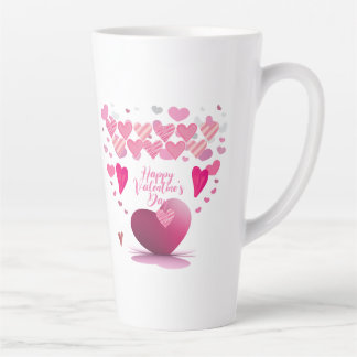 Caneca De Café Latte Happy Valentine’s Day Heart Pattern Latte Mug
