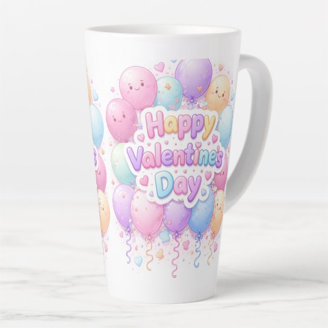 Caneca De Café Latte Happy Valentine’s Day Mug – Cute Love Gift (Ângulo direito)