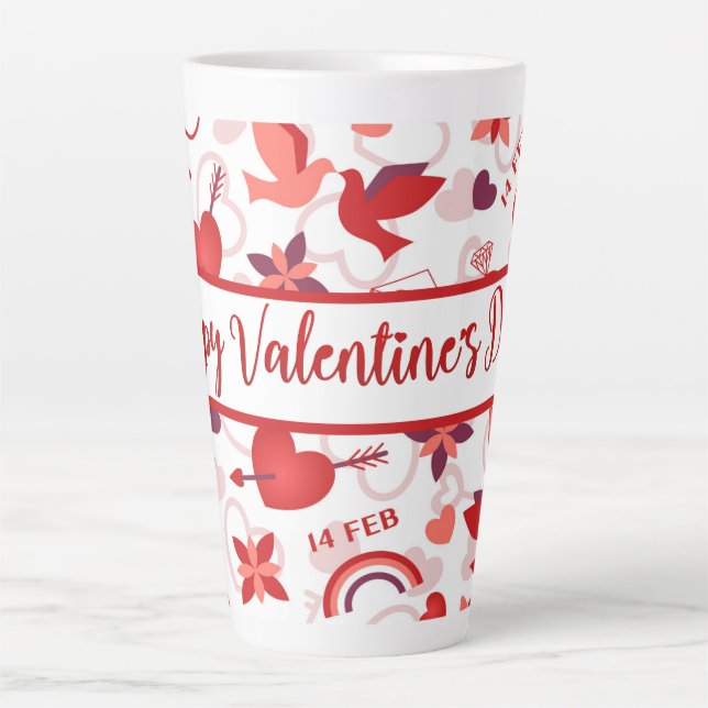 Caneca De Café Latte Happy Valentine's Day (Frente)