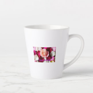 Caneca De Café Latte Happy Wedding – Romantic Rose Petals Celebration