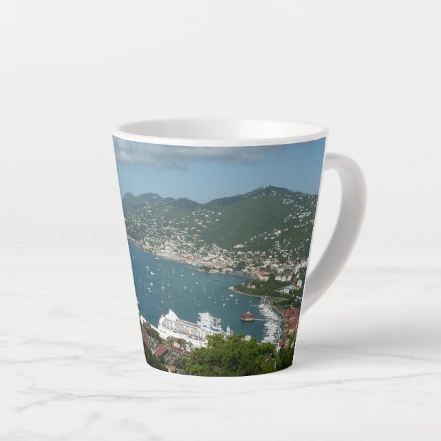 Caneca De Café Latte Harbor em Ruas. Thomas Ilhas Virgens dos EUA (Ângulo direito)