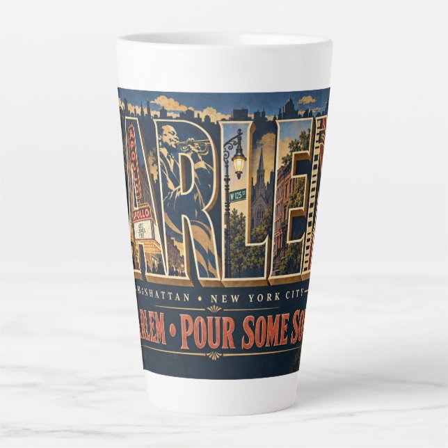 Caneca De Café Latte Harlem Manhattan NYC (Frente)