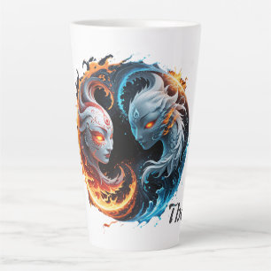 Caneca De Café Latte Harmonia elementar, yin e yang da natureza.