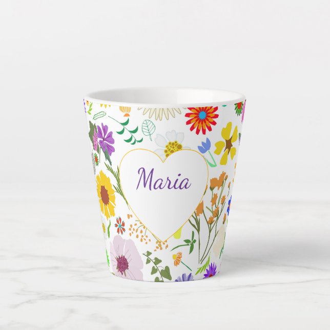 Caneca De Café Latte Harmonia floral em Springtime (Frente)
