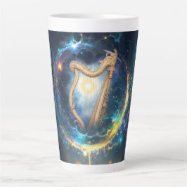 Caneca De Café Latte Harpa Celestial dos Céus Ligados à Lua.
