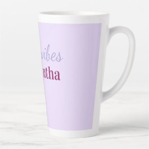 Caneca De Café Latte hashtag girlyvibes roxo claro rosa vibrações femin
