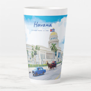 Caneca De Café Latte Havana, Cuba - Clássico Vintage Soul Grande