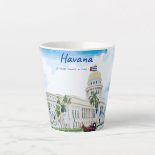 Caneca De Café Latte Havana, Cuba - Pequena Alma Clássica Vintage