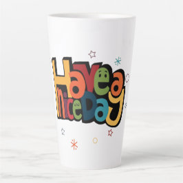 Caneca De Café Latte "Have a Nice Day" Retro Tall Latte Mug with Stars 