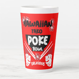 Caneca De Café Latte Hawaiian Poke Bowl Tako Poke