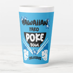 Caneca De Café Latte Hawaiian Poke Bowl Tako Poke