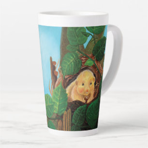 Caneca De Café Latte Hazel dormouse comendo avelã  