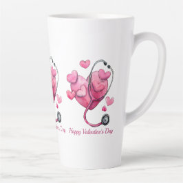 Caneca De Café Latte Healing Hearts Valentine Design