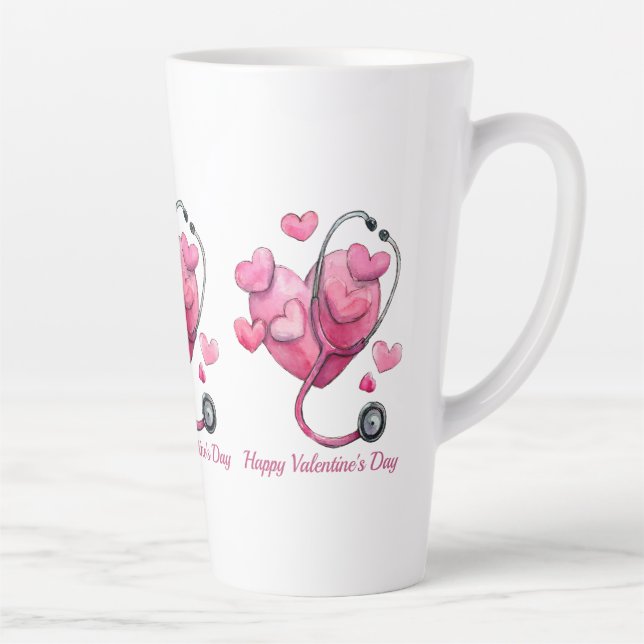 Caneca De Café Latte Healing Hearts Valentine Design (Direita)