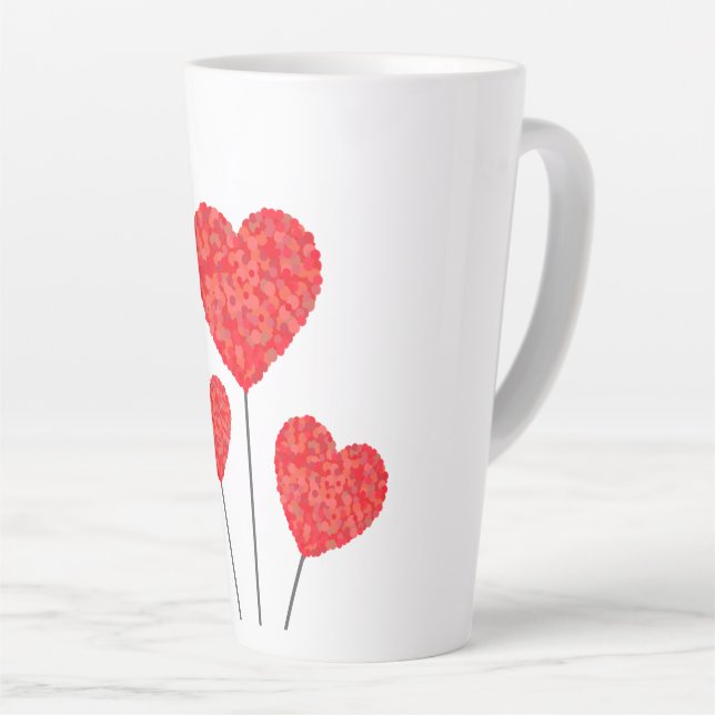 Caneca De Café Latte Heart Balloons Illustration Design (Ângulo direito)