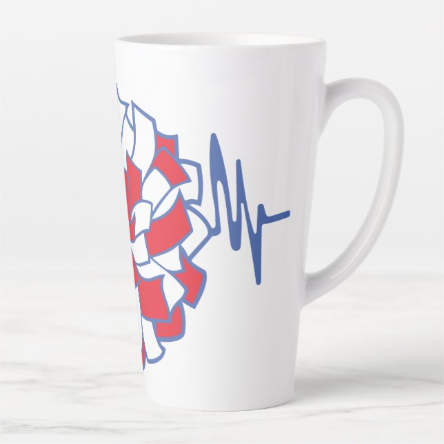 Caneca De Café Latte Heartbeat Cheer Pom-Pom Graphic (Direita)