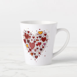 Caneca De Café Latte Hearts allover