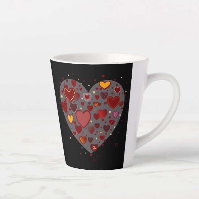 Caneca De Café Latte Hearts allover (Direita)