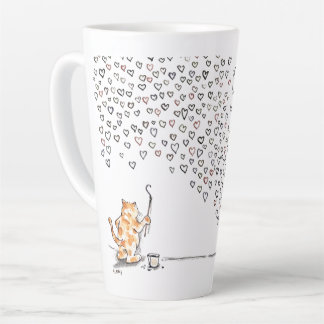 Caneca De Café Latte Hearts By Cat latte mug