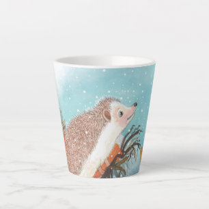 Caneca De Café Latte Hedgehog e primeiros flocos de neve