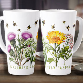 Caneca De Café Latte Herb Garden Bumblebes Personalizados