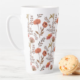 Caneca De Café Latte Herbstliches Blütenmosaik