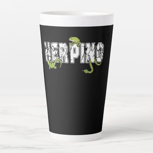Caneca De Café Latte Herpetologia Retiles Cobra Zoology Sapo Herping (Frente)