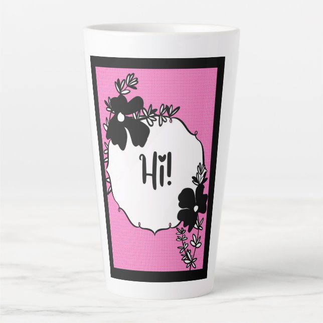 Caneca De Café Latte Hi There! – Bright Floral Hello Card (Frente)