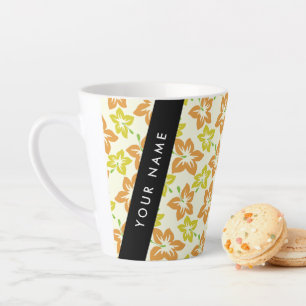 Caneca De Café Latte Hibisco Amarelo, Hibisco Laranja, Seu Nome