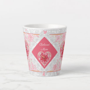 Caneca De Café Latte Hibiscus e rendas RED