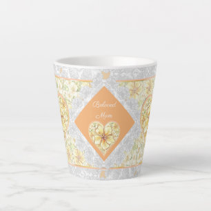 Caneca De Café Latte Hibiscus & lace AMARELO