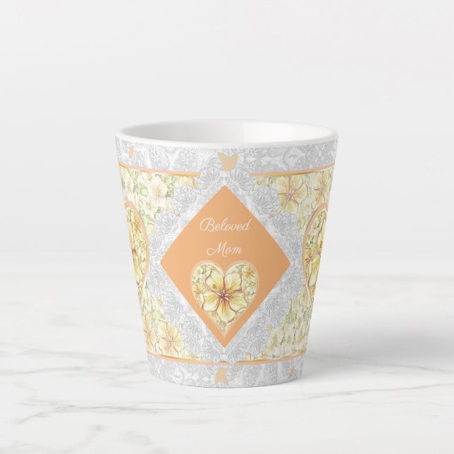 Caneca De Café Latte Hibiscus & lace AMARELO (Frente)