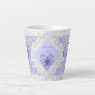Caneca De Café Latte Hibiscus & lace BLUE