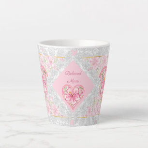 Caneca De Café Latte Hibiscus & Lace PINK