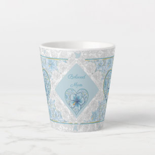Caneca De Café Latte Hibiscus & lace TURQUOISE
