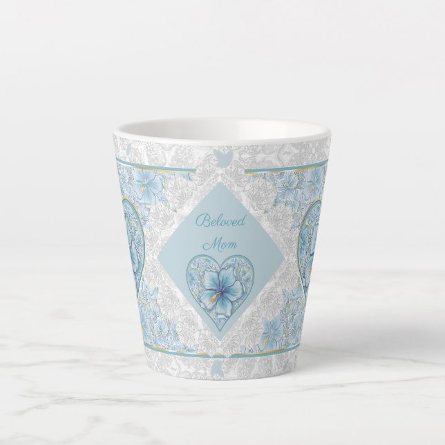 Caneca De Café Latte Hibiscus & lace TURQUOISE (Frente)