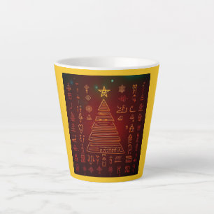 Caneca De Café Latte Hieroglifos Egípcios do Natal 1