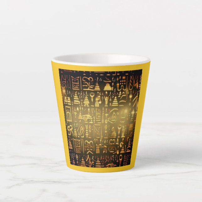 Caneca De Café Latte Hieroglifos Egípcios do Natal 2 (Frente)