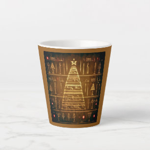 Caneca De Café Latte Hieroglifos Egípcios do Natal 3