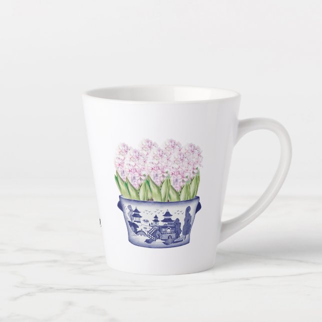 Caneca De Café Latte Higiene rosa na Chinoiserie Planter Cerâmica (Direita)