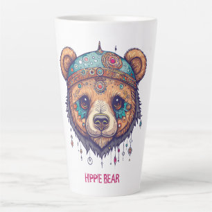 Caneca De Café Latte Hippie Bear I