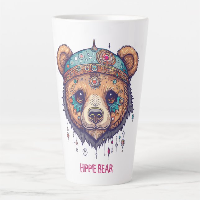 Caneca De Café Latte Hippie Bear I (Frente)