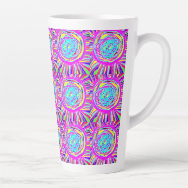 Caneca De Café Latte Hippie Retro relaxa arte abstrata (Direita)